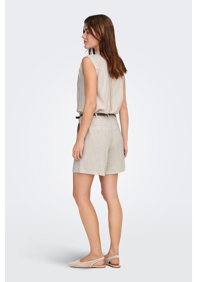 Only Onlsiesta Keten Karışımlı Regular Fit Kemer Detaylı Short Bayan Short 15367413 Taş