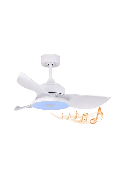 Alsanfan Melodi Beyaz Bluetooth Hoparlör RGB LED Aydınlatmalı Tavan Vantilatörü 91CM