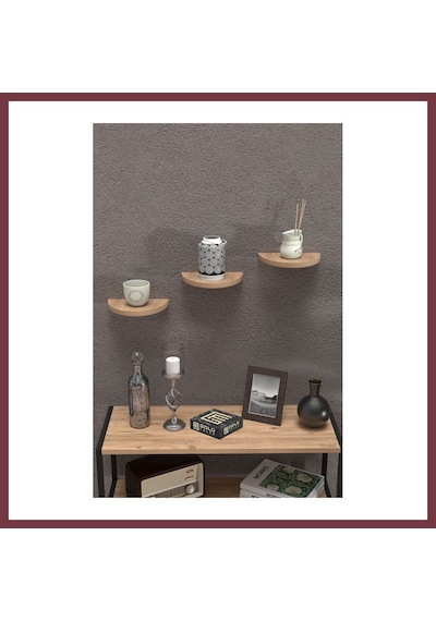 Storeşahin 3'lü Oval Duvar Rafı Ceviz 115 Cm Shn0720