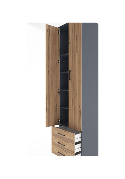 Hyperion Dolap 5 Raflı 3 Çekmeceli 2 Kapaklı 60x44x243 Antras... Antrasit