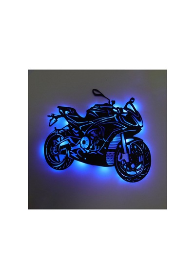 Led Işıklı Motor Dekoratif Tablo Duvar Dekorlu Gece Lambası Mavi - 743250974 Mavi