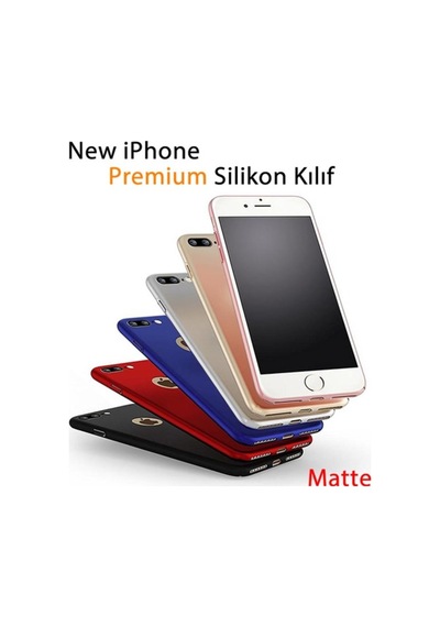 Apple Uyumlu iPhone 8 - Plus Premium Matte Silikon Tpu Kilif+Tempered Cam 217855703 Seçenek / Model;-Renkler;-Tempered Cam; Plus-Kirmizi-Cam Istiyorum