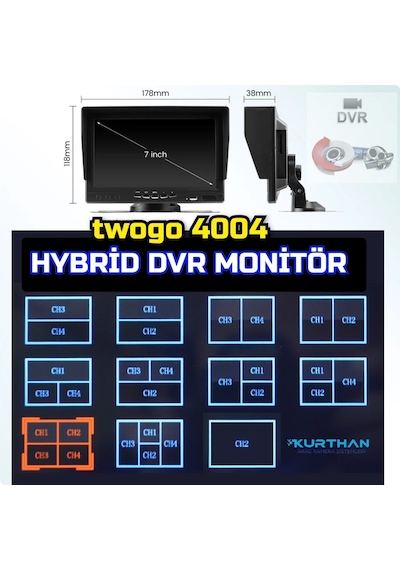 256 Gb 4 Adet Metal Kasa Kamera Ve 7'' Hybrid Dvr Set 12-24 Volt