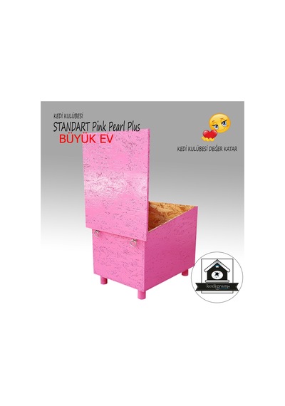 Kedigram Kedi Kulübesi Standart Pink Pearl Plus Kedi Evi Yağlı Boyalı