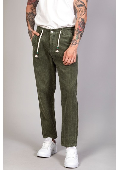 Little Cup Jeans Co Erkek Haki Baggy Fit Rahat Kalıp Kadife Pantolon