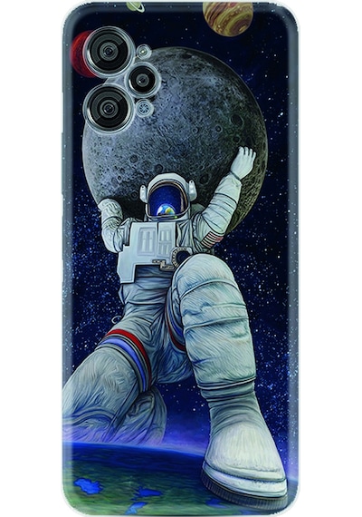 Casper Via X30 X30 Plus Kılıf Kılıf Silikon Desen Özel Seri Astronot Ve Dünya 1759