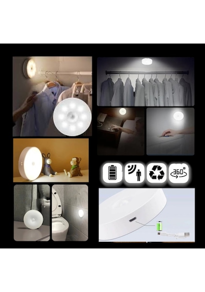 Tek-iş Usb Şarjlı Hareket Sensörlü Spot Lamba Mıknatıslı Ve Yapışkanlı Kablosuz Led Işık Dolap Merdiven Koridor Gece Lambası Beyaz Tek-iş Usb Şarjlı Hareket Sensörlü Spot Lamba Mıknatıslı Ve Yapışkanlı Kablosuz Led Işık Dolap Merdiven Koridor Gece Lambası Beyaz