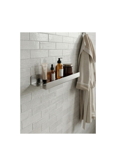 Yapışkanlı / Vidalı Banyo Mutfak Rafı - Su Tahliyeli Ve Lif Askılı Organizer Mat Siyah
