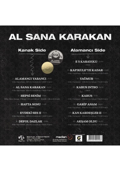 Karakan Al Sana Karakan Plak Türkçe Rap Müzik Albümü, Vinyl Lp