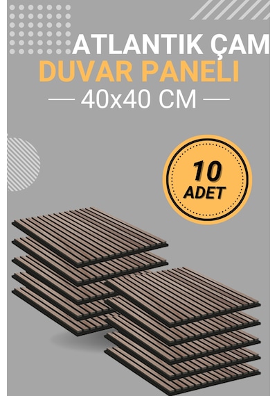 Atlantik Çam 10 Adet 40x40cm Yeni Nesil Akustik Ahşap Duvar Paneli