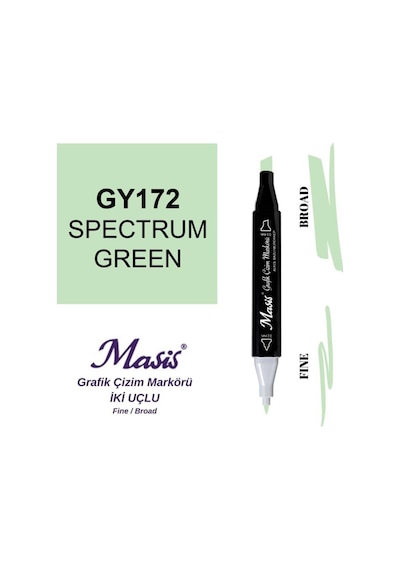 Çift Uçlu Marker Grafik Çizim Kalemi 172 Su Yeşili