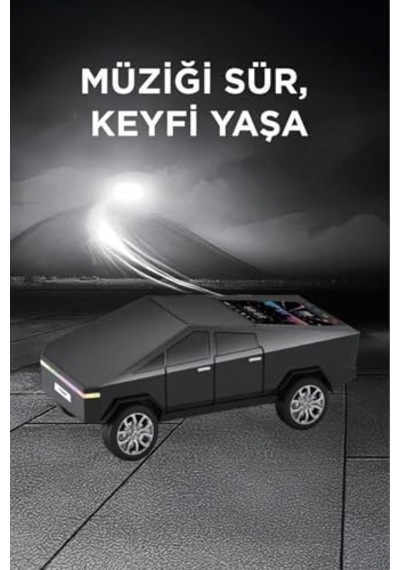 D68 Cybertruck Araba Tasarımlı Led Ekranli Radyolu Bluetooth Hoparlör 15w Güçlü Ses Rgb Led/tws/usb D68 Siyah