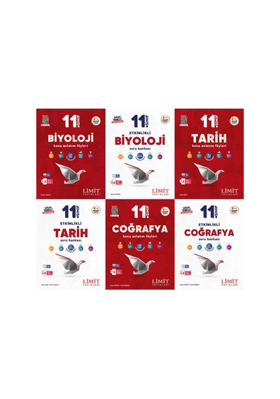 Limit 2027 11. Sınıf Biyoloji + Tarih + Coğrafya Konu Anlatım Föyleri + Soru Bankası Seti 6 Kitap Maarif Model