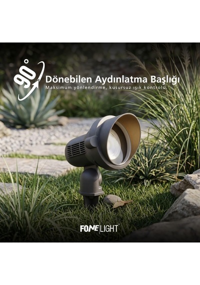Fonelight Alutera Led Kazıklı Bahçe Spotu 7w Ip65 Alüminyum Dış Mekan Çim Armatürü Peyzaj Ağaç Çit Bahçe Ay
