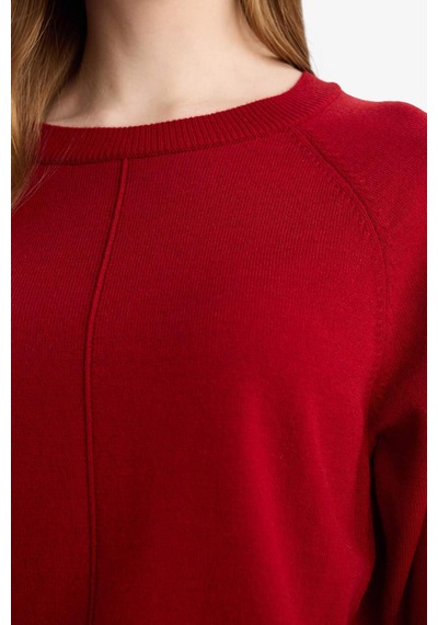 Defacto Yün Karışımlı Regular Fit Bisiklet Yaka Triko Tunik G5867ax25wnrd344 Kırmızı-rd344