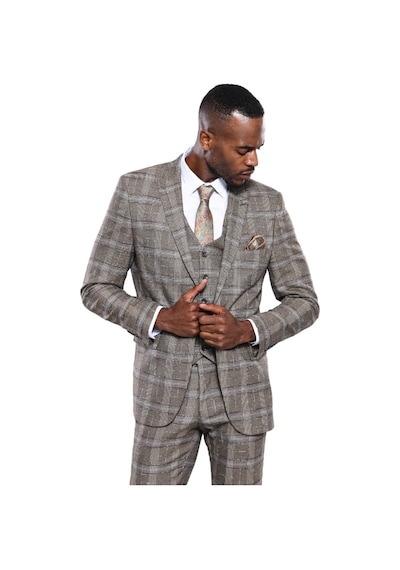 Wessi Kareli Slim Fit Bej Erkek Ceket - Wessi Bej