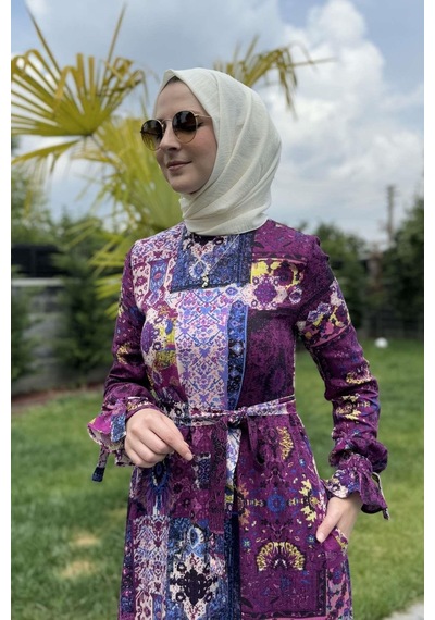 Rabia Şamlı Nehir Elbise Leylak Normal