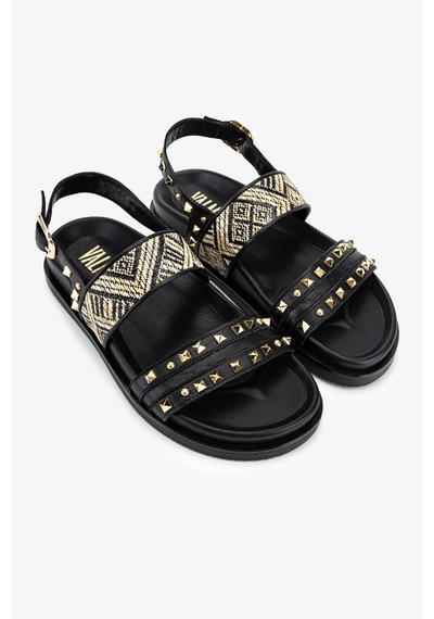 Valmenti Kadın Deri & Tekstil Siyah Deri Düz Sandalet 1141 505 Bn Sndlt Y26 Black Leather
