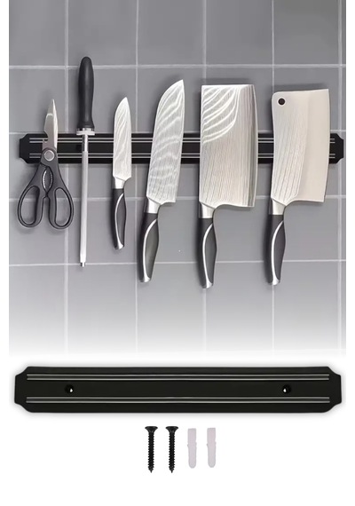 Şık Bıçak Yapıştırma Mıknatısı 55 cm Duvara Monte Metal Mıknatıslı Bıçak Tutucu