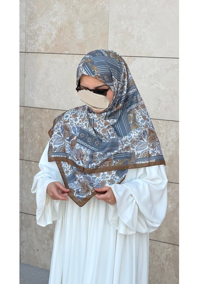Qalortex Scarf Pamuklu Piraye Desen Eşarp - Pas