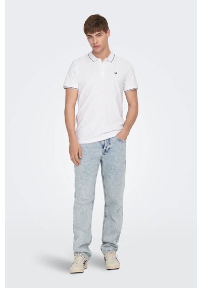 Only & Sons Erkek Onsfletcher Polo Yaka %100 Pamuk T-shirt 22024827 Beyaz Beyaz
