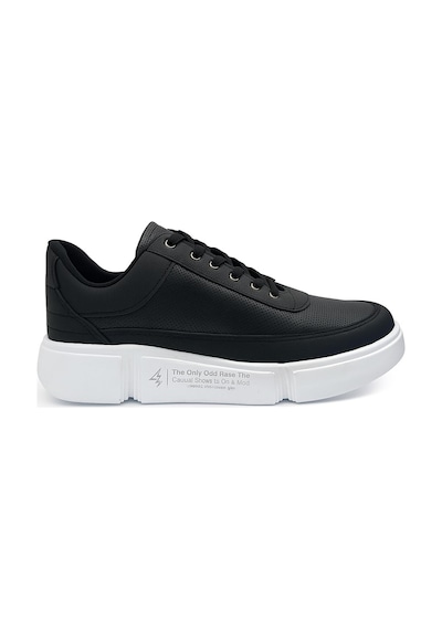 Günlük Erkek Spor Ayakkabı Bağcıklı Dikiş Detaylı Hafif Kalın Yüksek Taban Sneaker Mc06 Siyah Beyaz