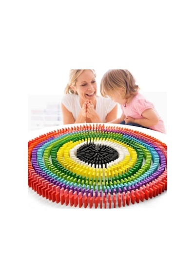 Ahşap Domino Taşları 100 Parça Renkli Eğitici Oyuncak Domino