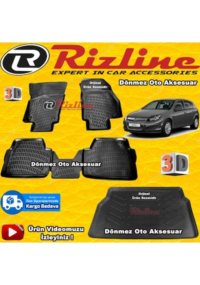 Astra H 3D Paspas + Bagaj Havuzu Siyah Hb 2004-2015 Arası Rizline N11.26956