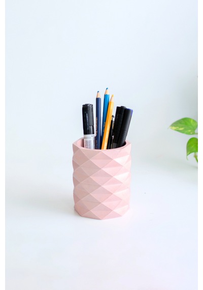 Dekoratif Geometrik Kalemlik Modern Beton Organizer Vazo Saksı Diş Fırçalık Ofis Düzenleyici Pempe
