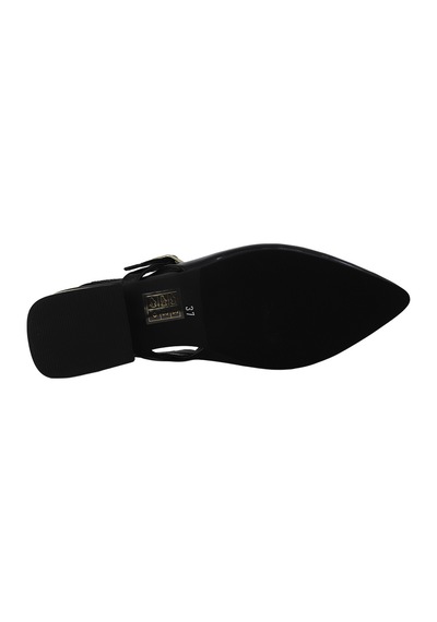 Albini Hakiki Rugan Deri Tokalı Slingback Kadın Topuklu Ayakkabı Alb26109519yr Siyah