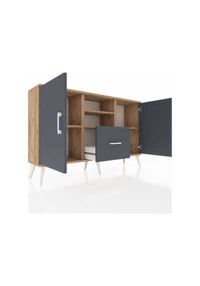 Arges Konsol 4 Raflı Tek Çekmeceli 2 Kapaklı 132x30x83 Çam-antrasit/antrasit Antrasit/antrasit Arges Konsol 4 Raflı Tek Çekmeceli 2 Kapaklı 132x30x83 Çam-antrasit/antrasit Antrasit/antrasit