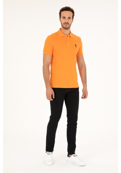 U.S. Polo Assn. Erkek Slim Fit Polo Yaka Turuncu Basic Tişört 50279613-VR051