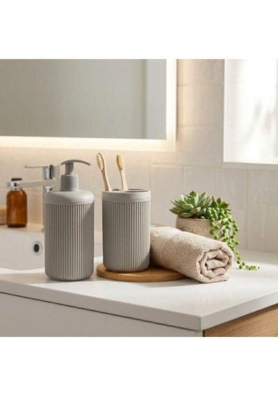 Tr İkili Sabunluk Seti - Modern Banyo Ve Mutfak Tezgah Üstü Seti - Sıvı Sabunluk Ve Losyon Şişesi - Paslanmaz Pom Diğer