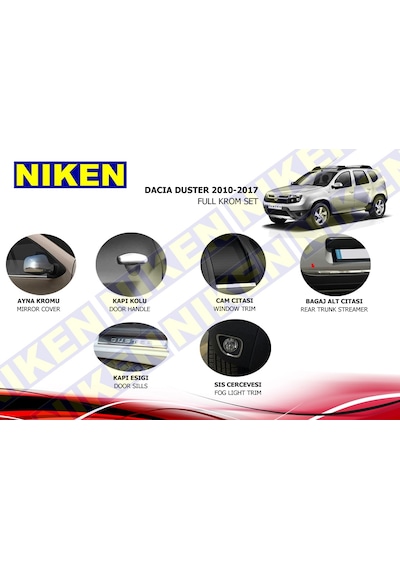 Dacia Duster Full Krom Seti Komple Nikelaj Kaplama 2010-2017 6Li