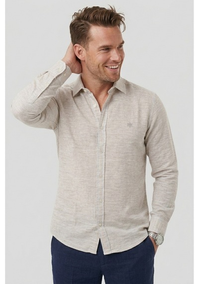 Deepsea Krem Slim Fit Çizgili %100 Pamuk Erkek Gömlek Nefes Alan Şık Günlük Gömlek 2602626