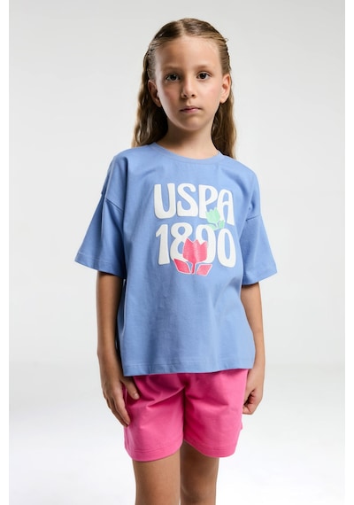 U.S. Polo Assn. Kız Çocuk Mavi Şort Takım Us2096 Mavi