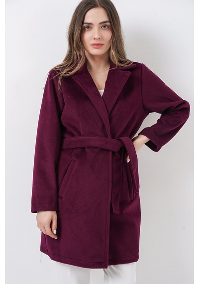 Bigdart Kadın Kuşaklı Kaban 9171 - Bordo