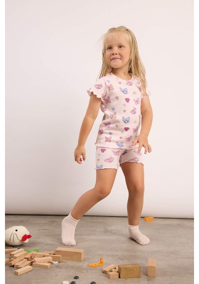 Defacto Fitilli Şortlu 2li Açık Pembe Pijama Takımı Kız Bebek H9311a526smpn671 Pembe-pn671