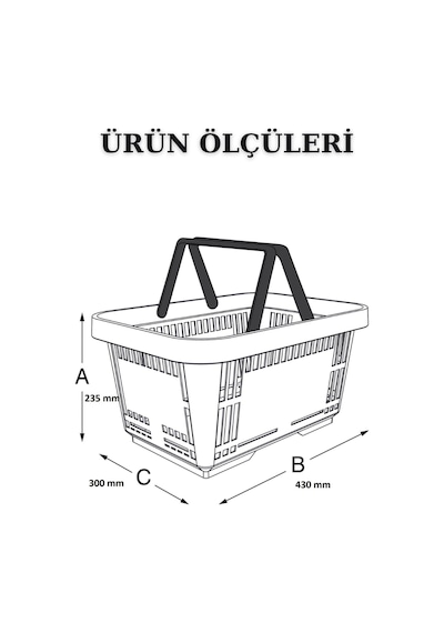 22 Litre 10 Adet Market Sepeti, Alışveriş Sepeti, Saplı Market Se