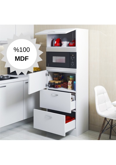 Mdf Mikrodalga Fırın Raflı Kapaklı Çekmeceli Çok Amaçlı Hazır Mut