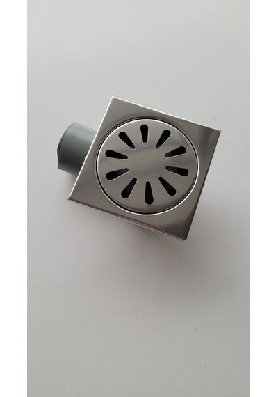 Duş Yer Süzgeci Metal Kapaklı Koku Önleyicili Yandan Çıkışlı 10x10cm