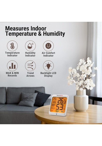 Thermopro Tp53 Dijital Termometre Higrometre İç Mekan Sıcaklık Ve Nem Ölçer Dokunmatik Aydınlatmalı Oda Ortamı