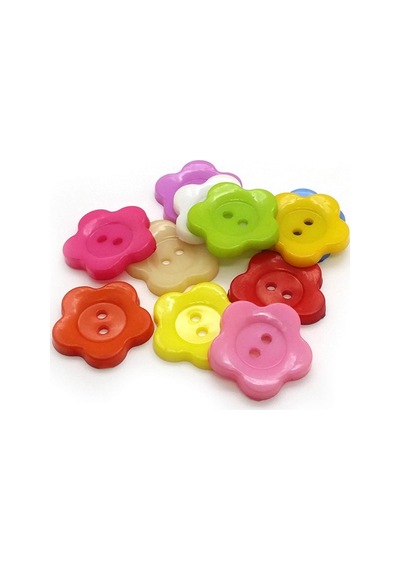 Çiçek Renkli Düğme Renkli Papatya Düğme 1,7 Cm - 25 Adet