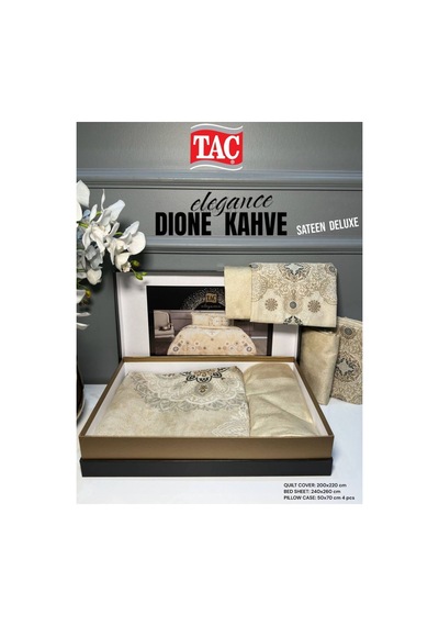 Dione Kahve Saten Cift Kişilik Nevresim Takımı Kahverengi