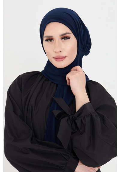 Hürrem Bone Lacivert Pratik Hazır Geçmeli Tesettür Bone Sandy Boyunluklu Çıtçıtlı 2505 02 Lacivert