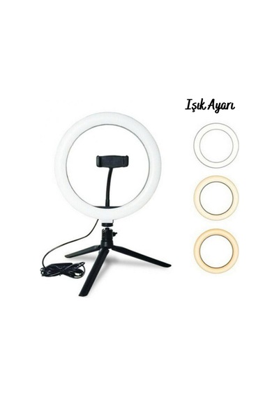 10inç 26cm Youtube Instagram Tiktok Selfie Stüdyo Video Fotoğraf Ring Light Tripod Led Halka Işık Beyaz