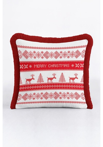 Nordik Noel Temalı Saçaklı Yastık Kılıfı - Vintage Kış Rustik Kırmızı Beyaz Püsküllü Kırlent Kılıfı Koyu Ayışığı Gümüş Nordik Noel Temalı Saçaklı Yastık Kılıfı - Vintage Kış Rustik Kırmızı Beyaz Püsküllü Kırlent Kılıfı Koyu Ayışığı Gümüş
