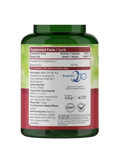 Natures Supreme Coenzyme Q10 100 Mg 30 Kapsül Aromasiz