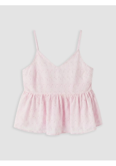 Lcw Vision Pembe İp Askılı Brode Peplum Bluz