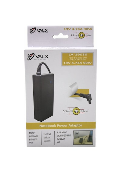 Adp Valx La-19030 19V 4.74A 90W 5.5 x 3.0 Laptop Adp Siyah